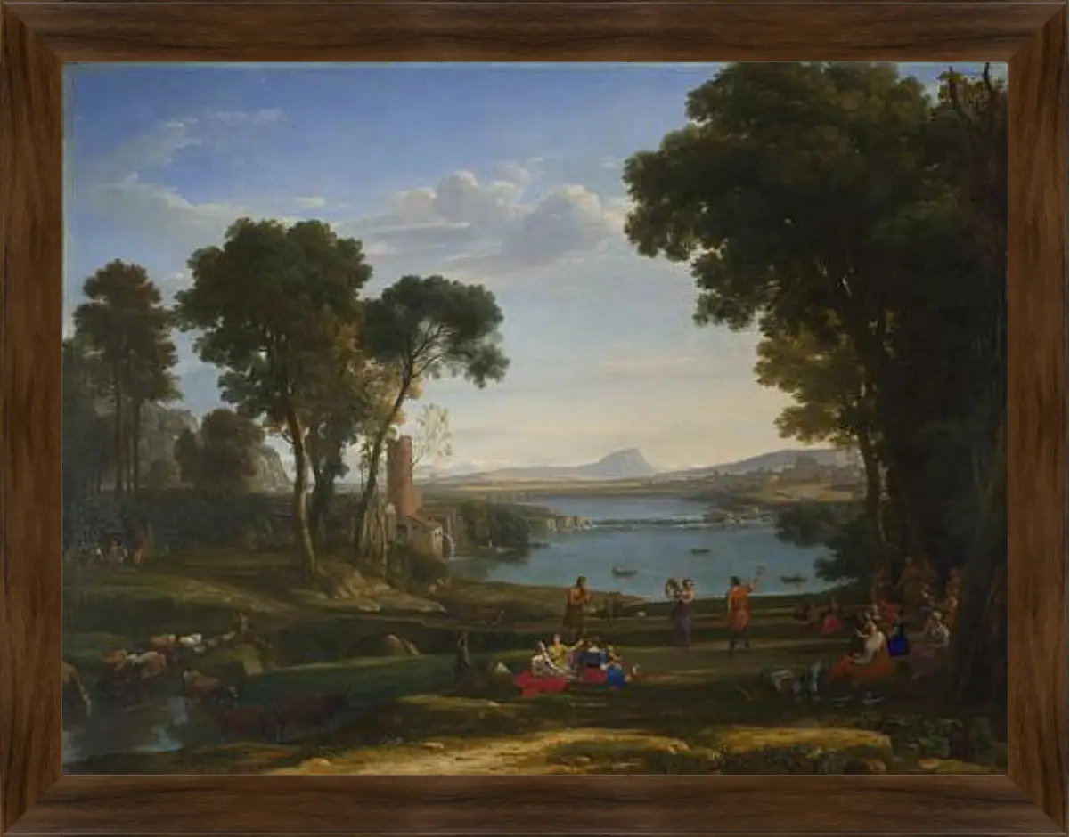 Картина в раме - Landscape with the Marriage of Isaac and Rebecca. Лоррен Клод