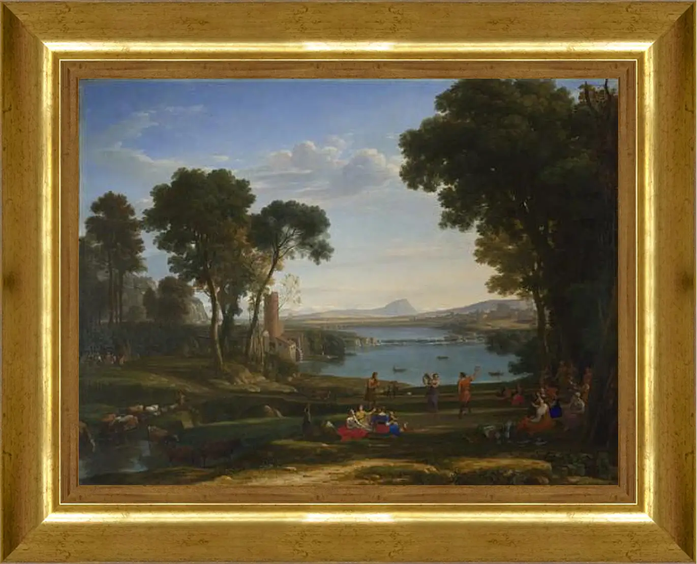 Картина в раме - Landscape with the Marriage of Isaac and Rebecca. Лоррен Клод