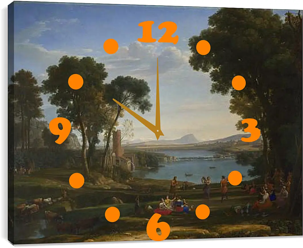 Часы картина - Landscape with the Marriage of Isaac and Rebecca. Лоррен Клод