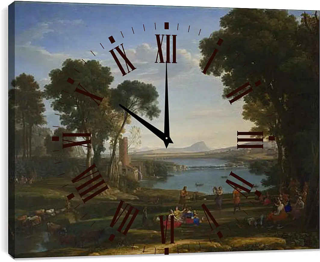 Часы картина - Landscape with the Marriage of Isaac and Rebecca. Лоррен Клод