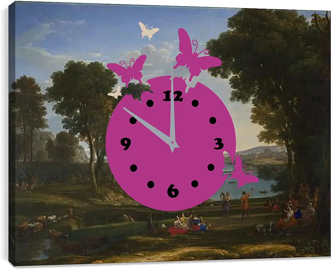 Часы картина - Landscape with the Marriage of Isaac and Rebecca. Лоррен Клод