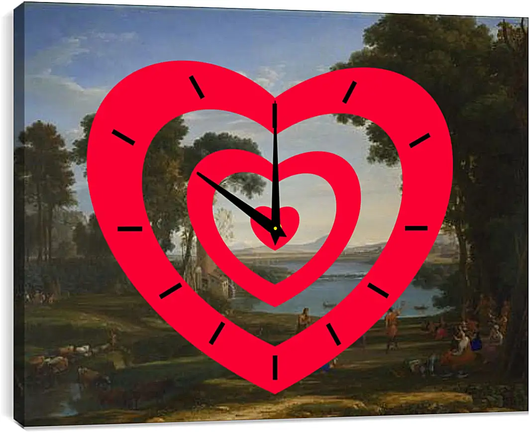 Часы картина - Landscape with the Marriage of Isaac and Rebecca. Лоррен Клод