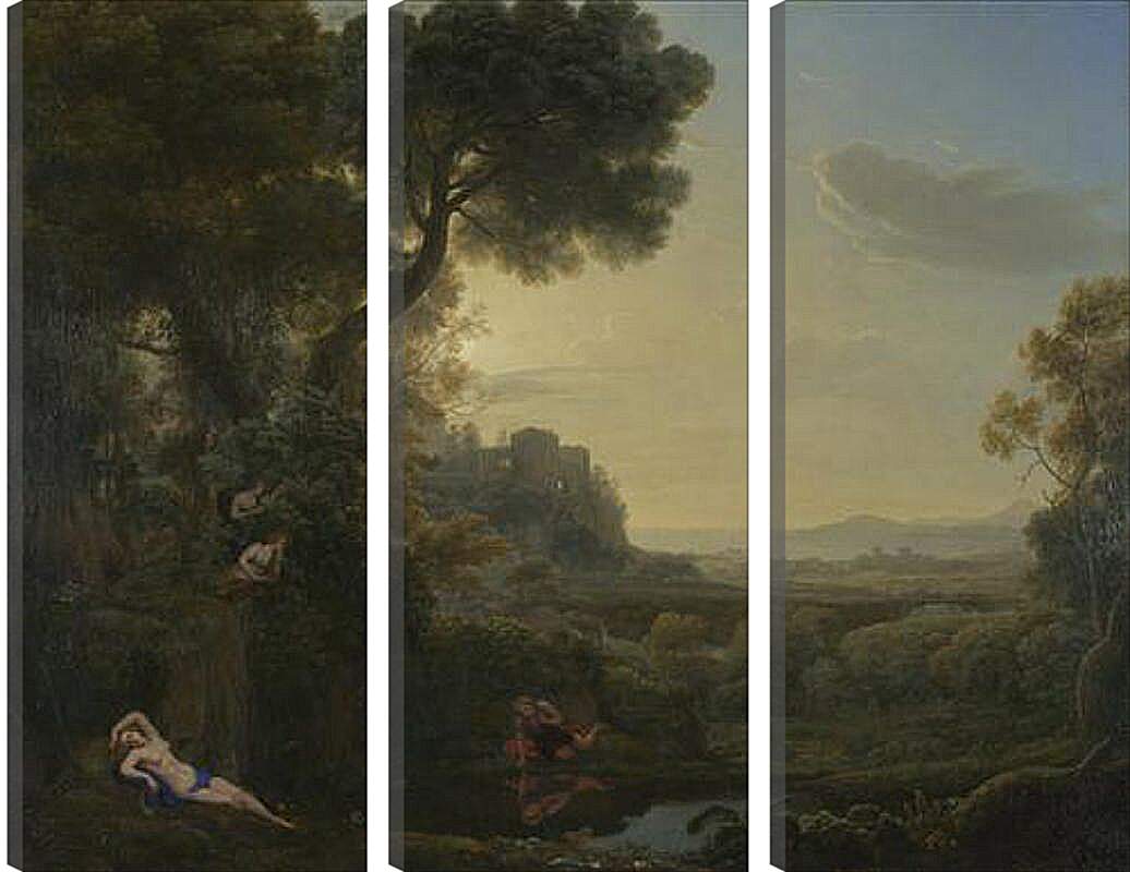 Модульная картина - Landscape with Narcissus and Echo. Лоррен Клод