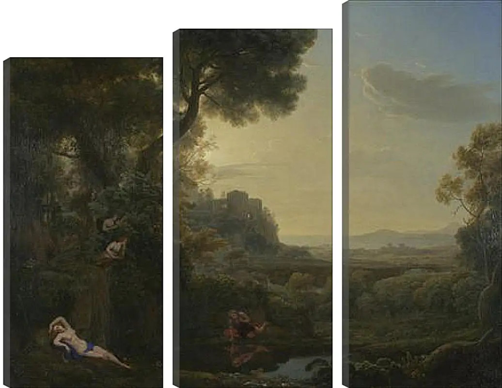 Модульная картина - Landscape with Narcissus and Echo. Лоррен Клод