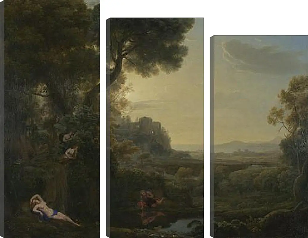 Модульная картина - Landscape with Narcissus and Echo. Лоррен Клод