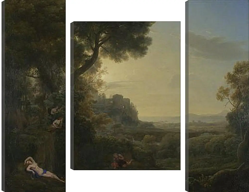 Модульная картина - Landscape with Narcissus and Echo. Лоррен Клод