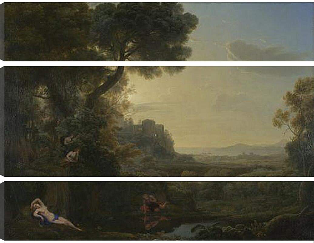 Модульная картина - Landscape with Narcissus and Echo. Лоррен Клод