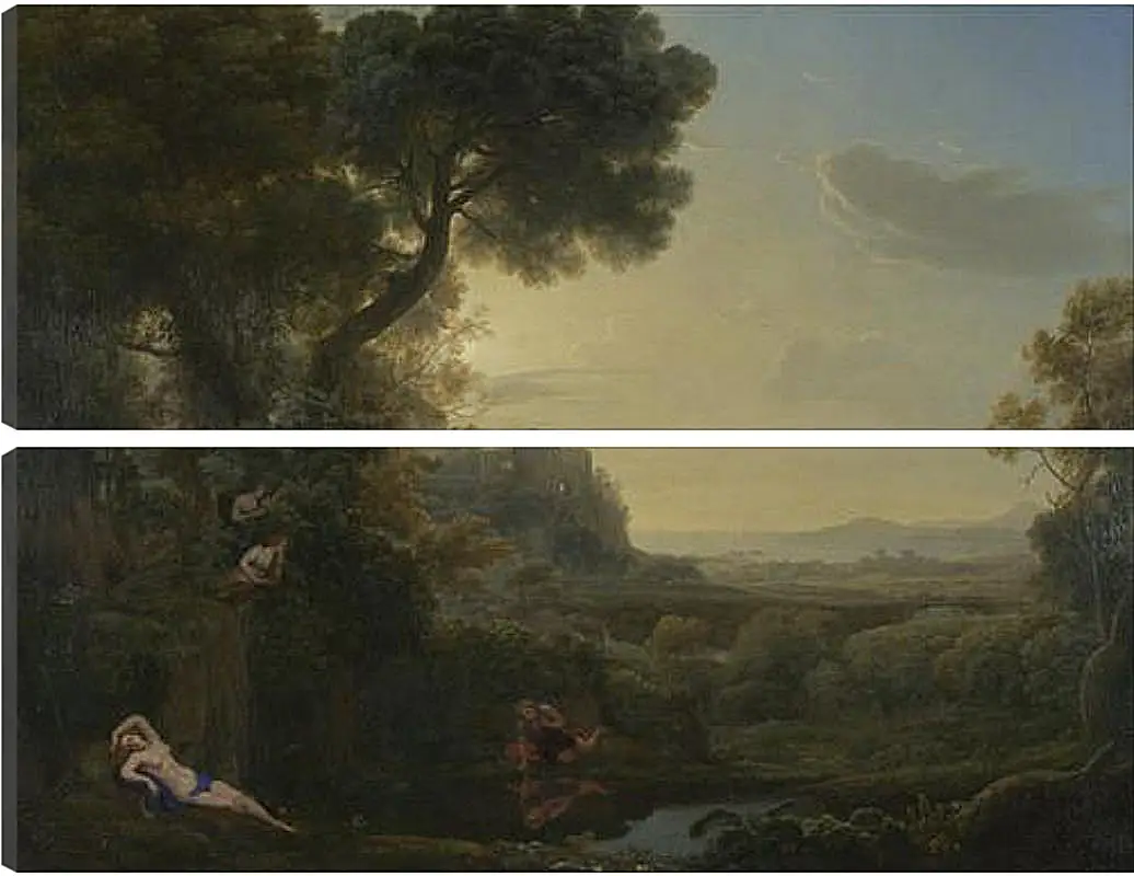 Модульная картина - Landscape with Narcissus and Echo. Лоррен Клод