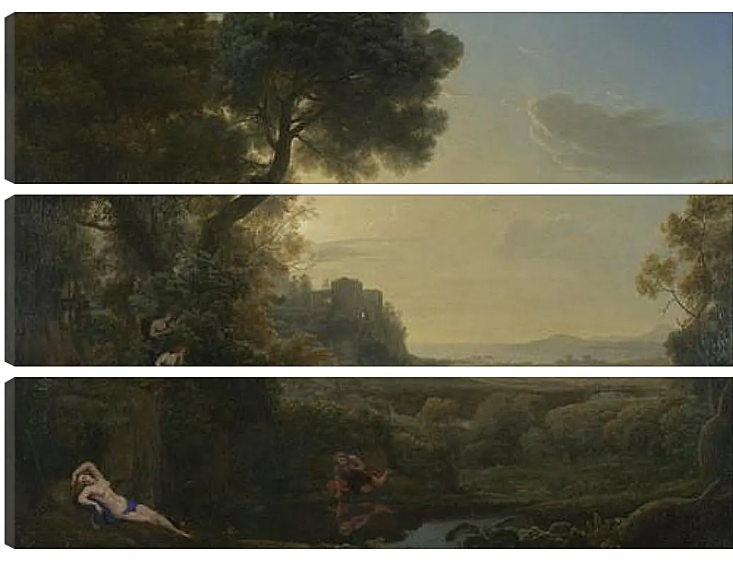 Модульная картина - Landscape with Narcissus and Echo. Лоррен Клод