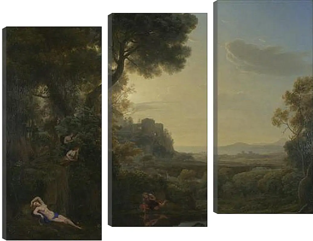 Модульная картина - Landscape with Narcissus and Echo. Лоррен Клод