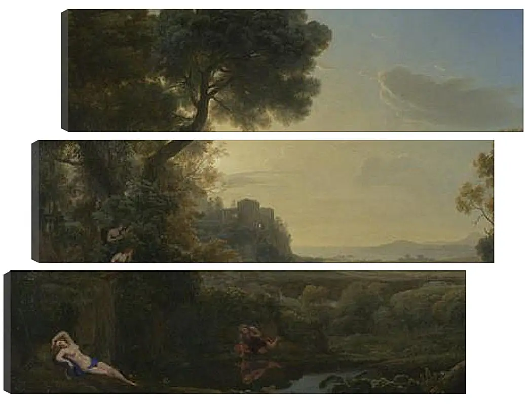 Модульная картина - Landscape with Narcissus and Echo. Лоррен Клод