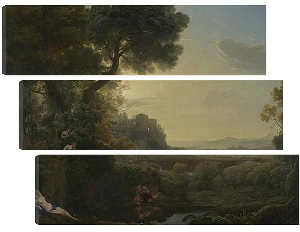 Модульная картина - Landscape with Narcissus and Echo. Лоррен Клод