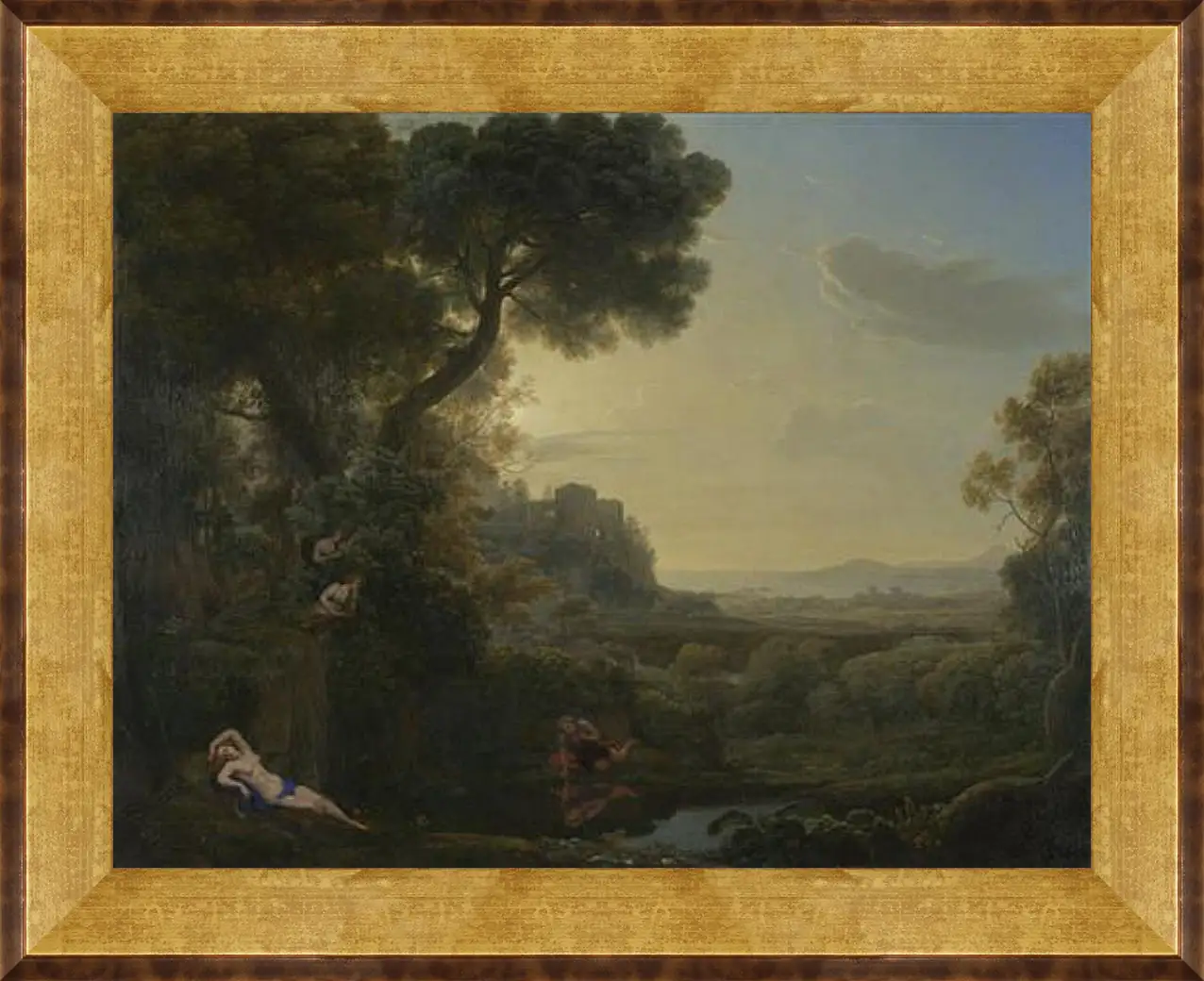 Картина в раме - Landscape with Narcissus and Echo. Лоррен Клод