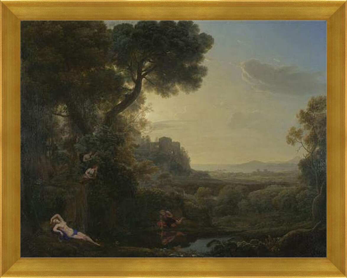 Картина в раме - Landscape with Narcissus and Echo. Лоррен Клод