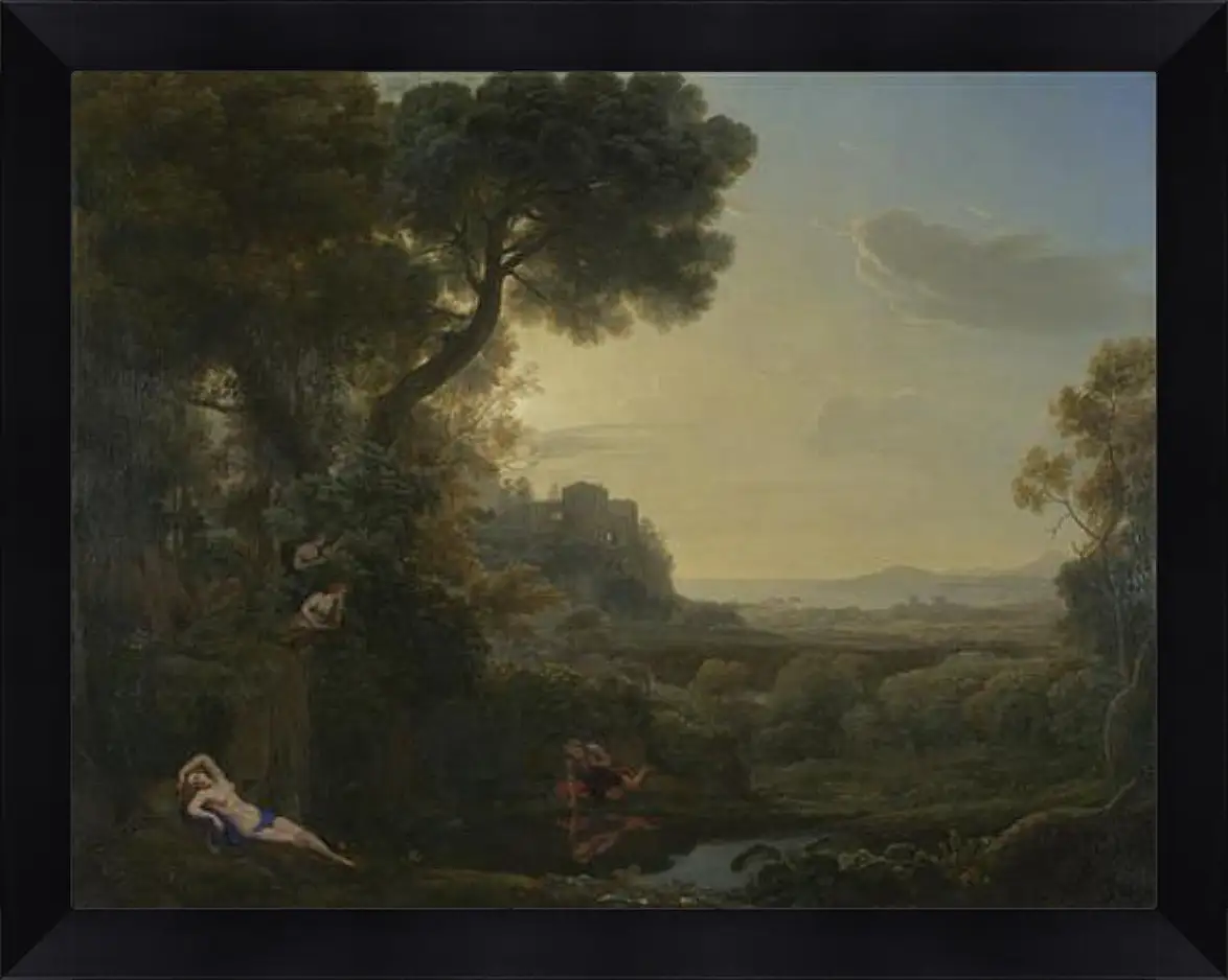 Картина в раме - Landscape with Narcissus and Echo. Лоррен Клод