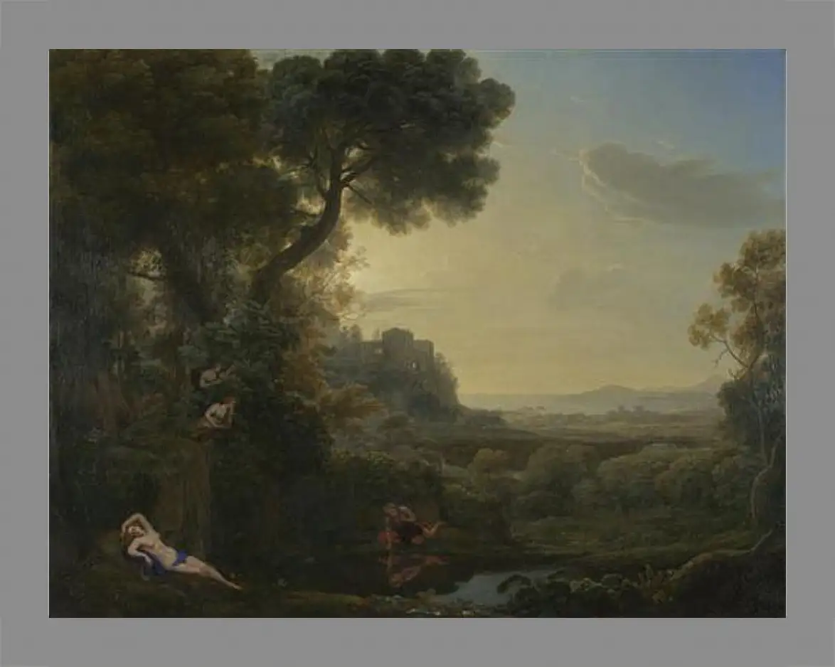 Картина в раме - Landscape with Narcissus and Echo. Лоррен Клод