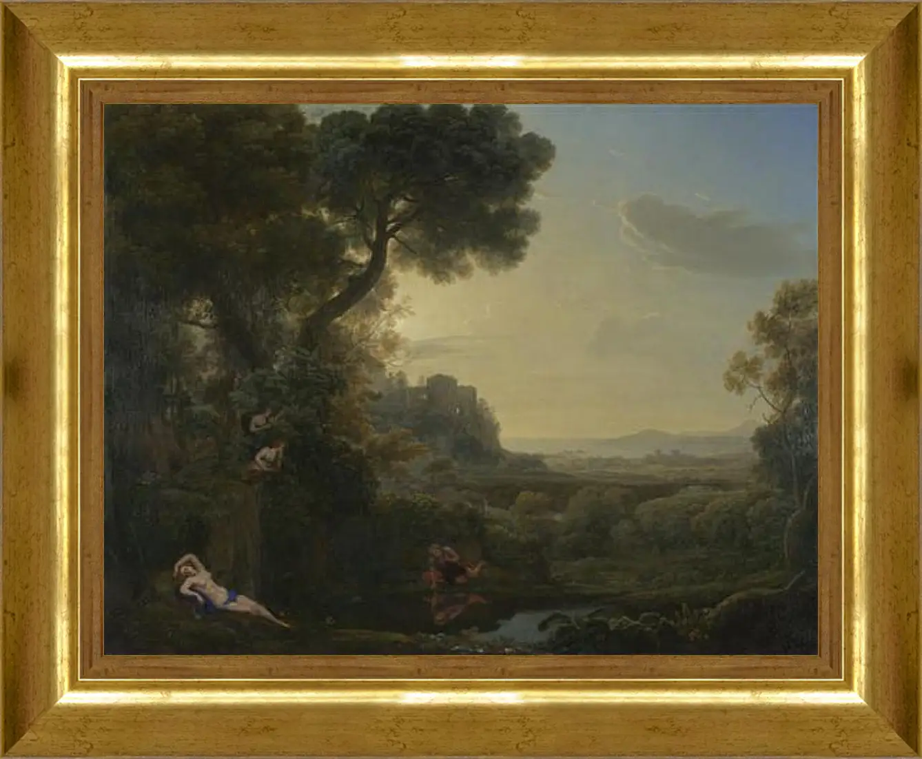 Картина в раме - Landscape with Narcissus and Echo. Лоррен Клод