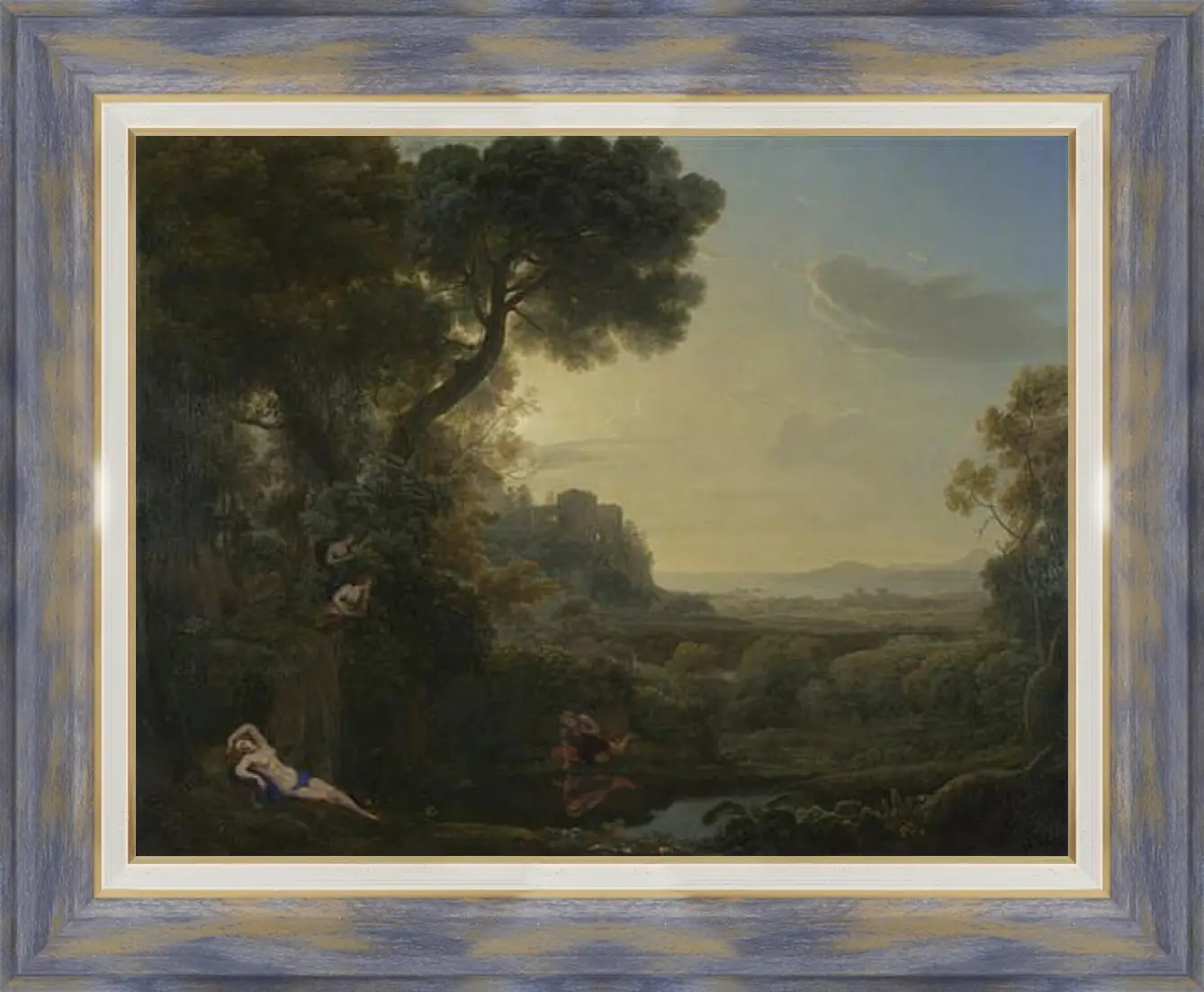 Картина в раме - Landscape with Narcissus and Echo. Лоррен Клод