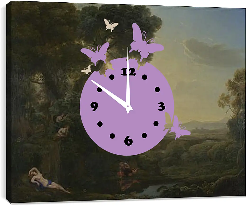 Часы картина - Landscape with Narcissus and Echo. Лоррен Клод