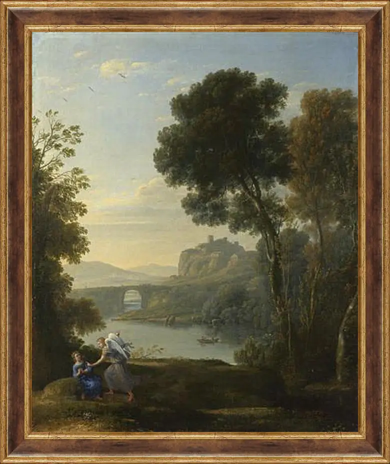 Картина в раме - Landscape with Hagar and the Angel. Лоррен Клод