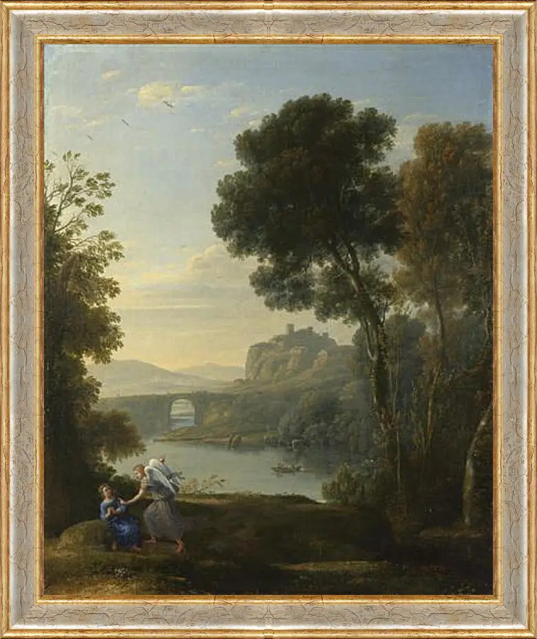 Картина в раме - Landscape with Hagar and the Angel. Лоррен Клод