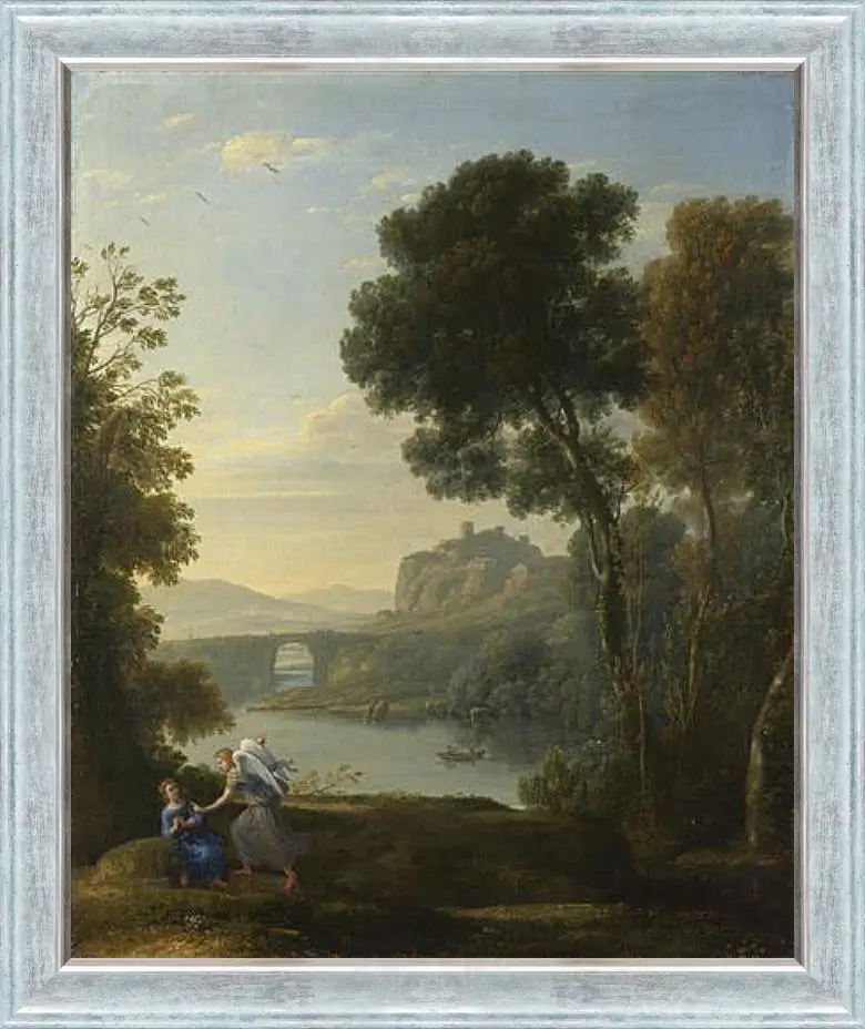 Картина в раме - Landscape with Hagar and the Angel. Лоррен Клод