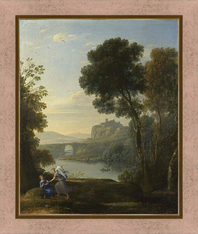 Картина в раме - Landscape with Hagar and the Angel. Лоррен Клод