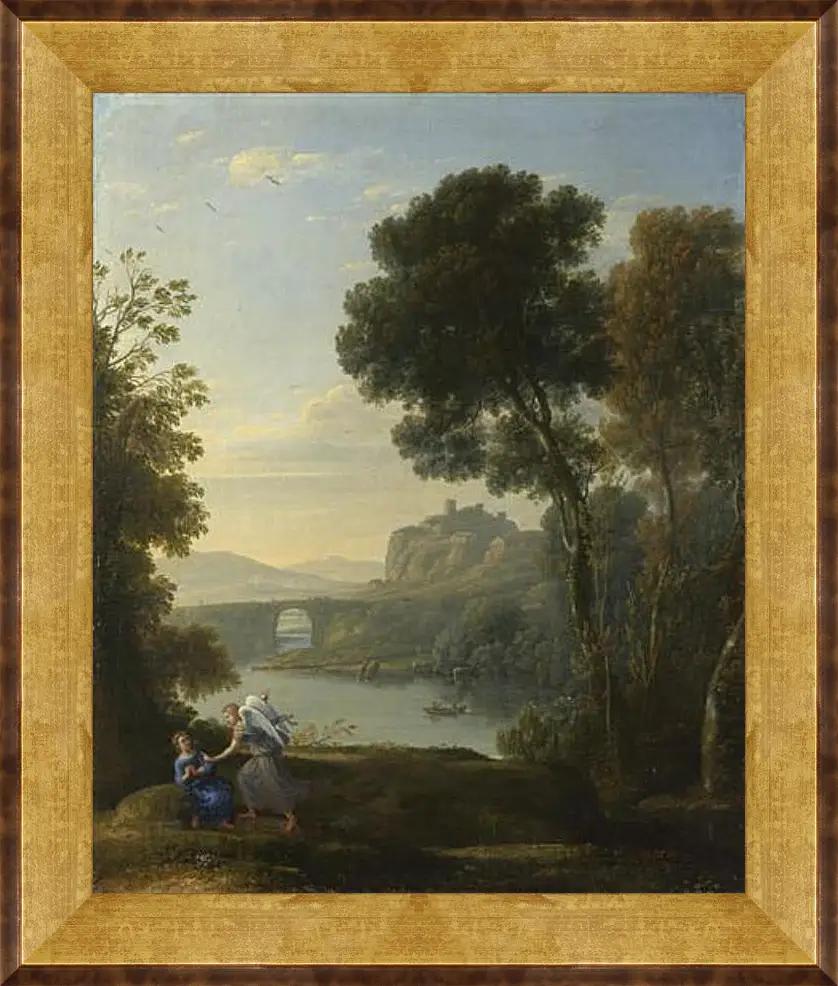 Картина в раме - Landscape with Hagar and the Angel. Лоррен Клод