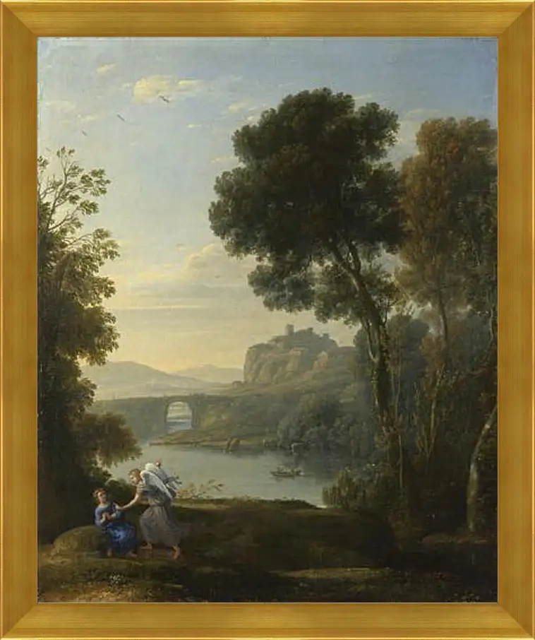 Картина в раме - Landscape with Hagar and the Angel. Лоррен Клод