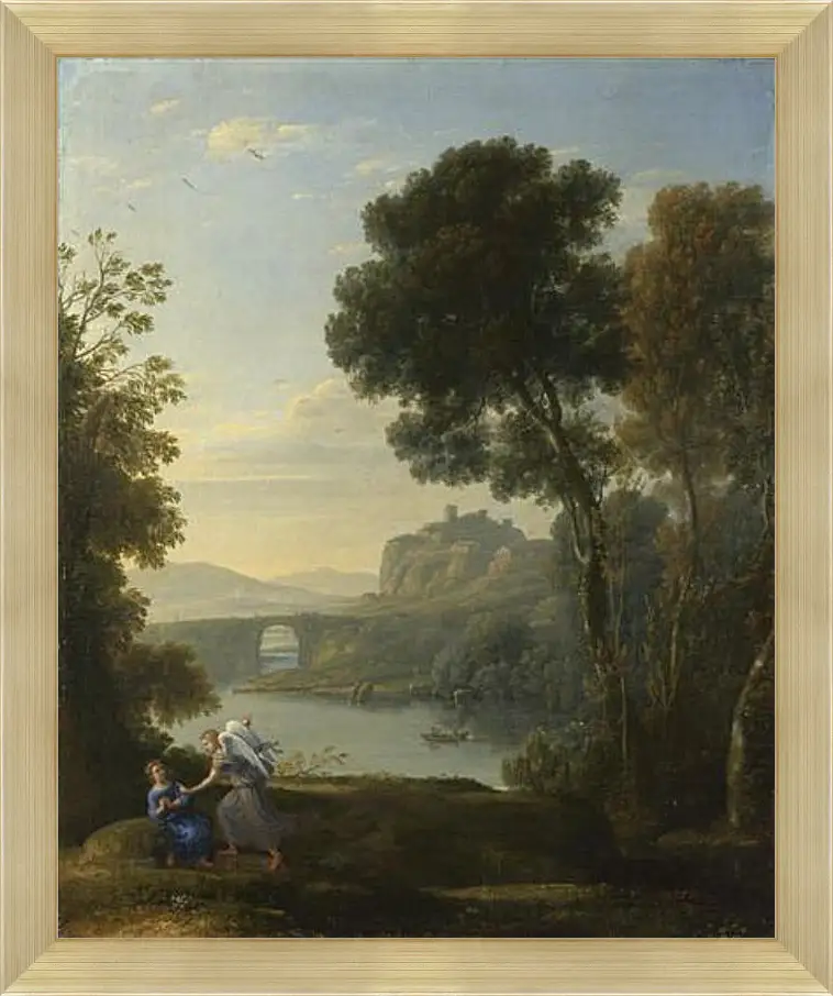 Картина в раме - Landscape with Hagar and the Angel. Лоррен Клод