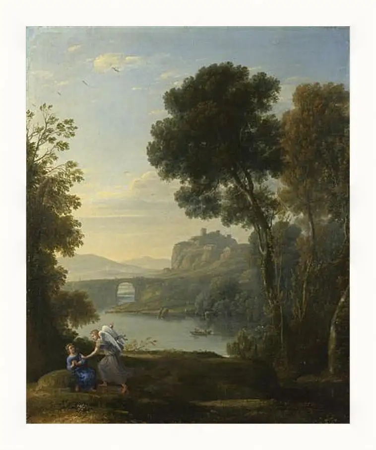 Картина в раме - Landscape with Hagar and the Angel. Лоррен Клод