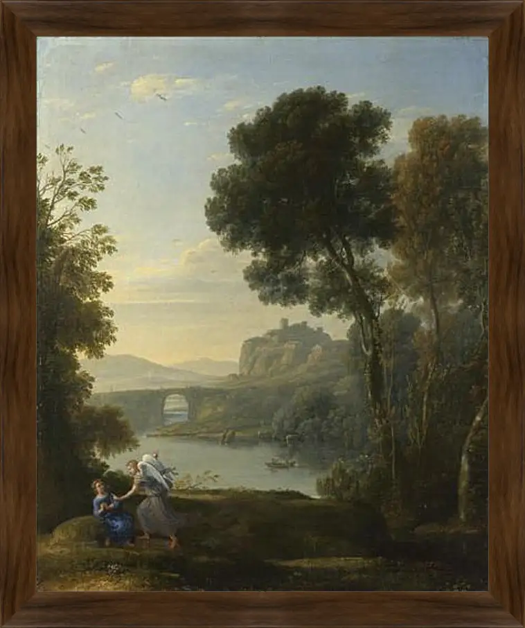 Картина в раме - Landscape with Hagar and the Angel. Лоррен Клод