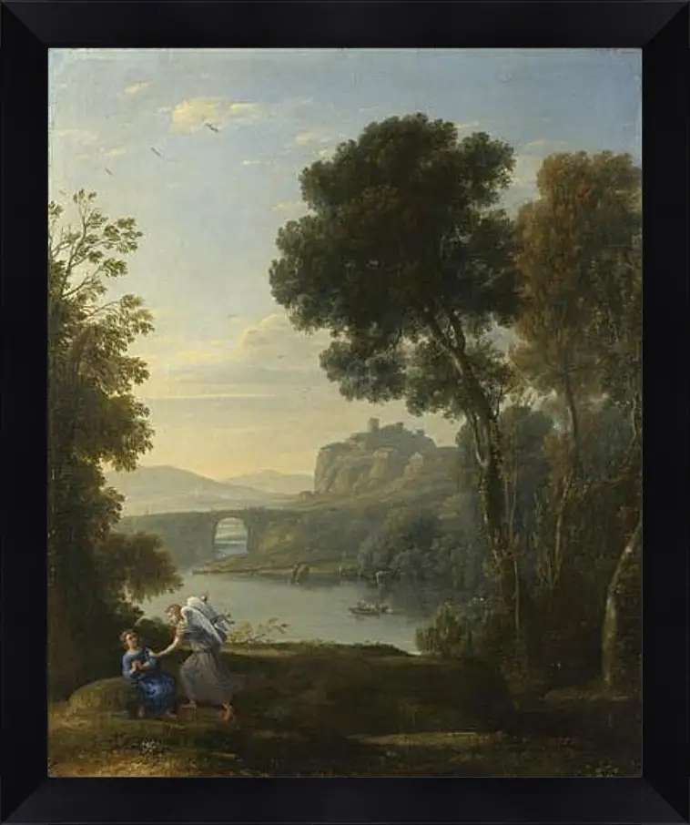 Картина в раме - Landscape with Hagar and the Angel. Лоррен Клод