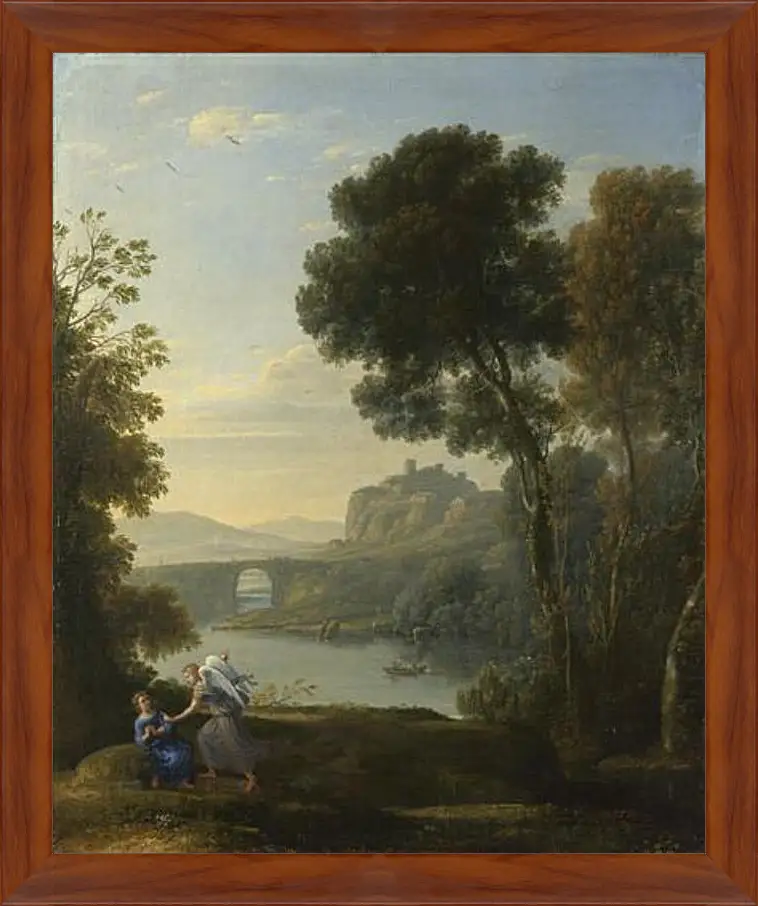 Картина в раме - Landscape with Hagar and the Angel. Лоррен Клод