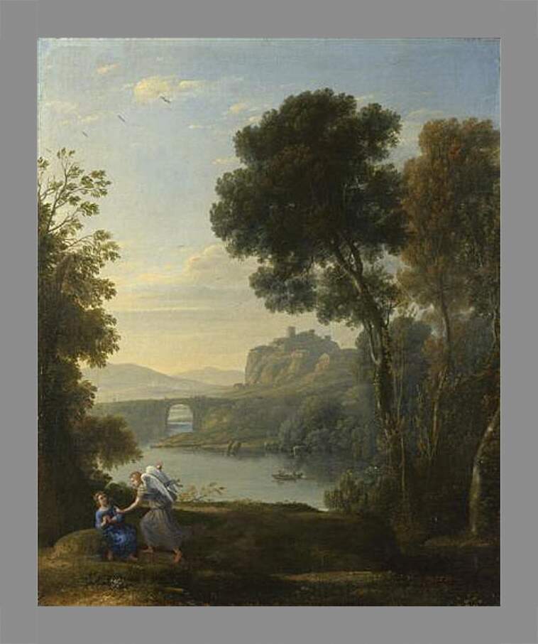 Картина в раме - Landscape with Hagar and the Angel. Лоррен Клод