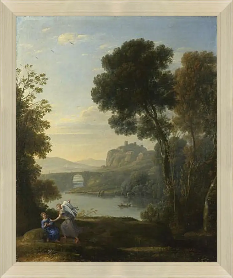 Картина в раме - Landscape with Hagar and the Angel. Лоррен Клод