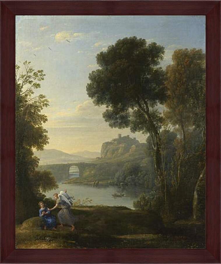 Картина в раме - Landscape with Hagar and the Angel. Лоррен Клод