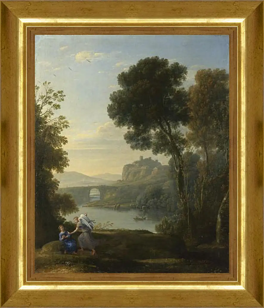 Картина в раме - Landscape with Hagar and the Angel. Лоррен Клод