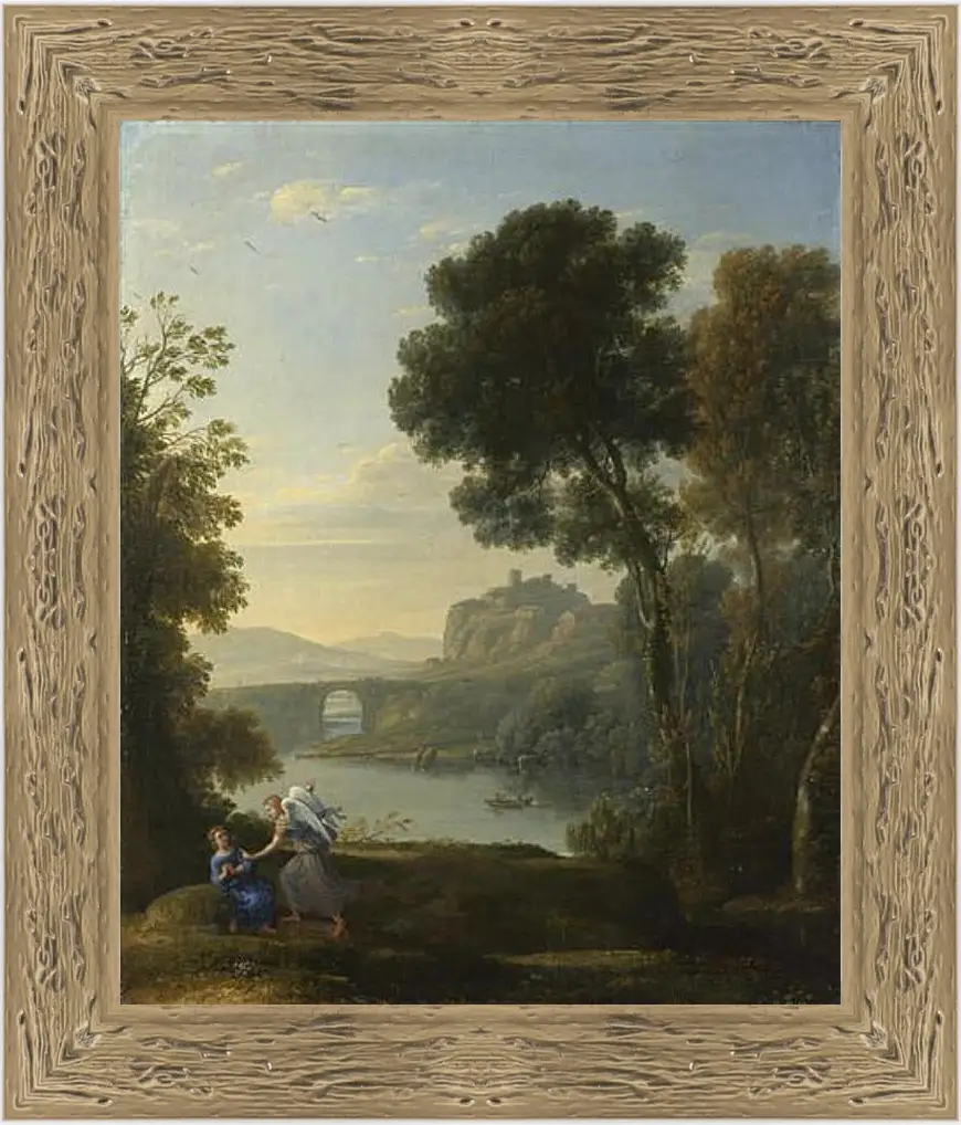 Картина в раме - Landscape with Hagar and the Angel. Лоррен Клод