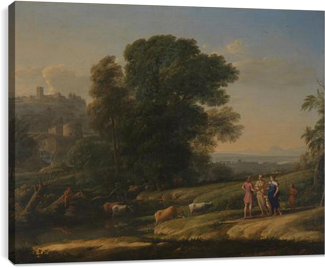 Постер и плакат - Landscape with Cephalus and Procris reunited by Diana. Лоррен Клод