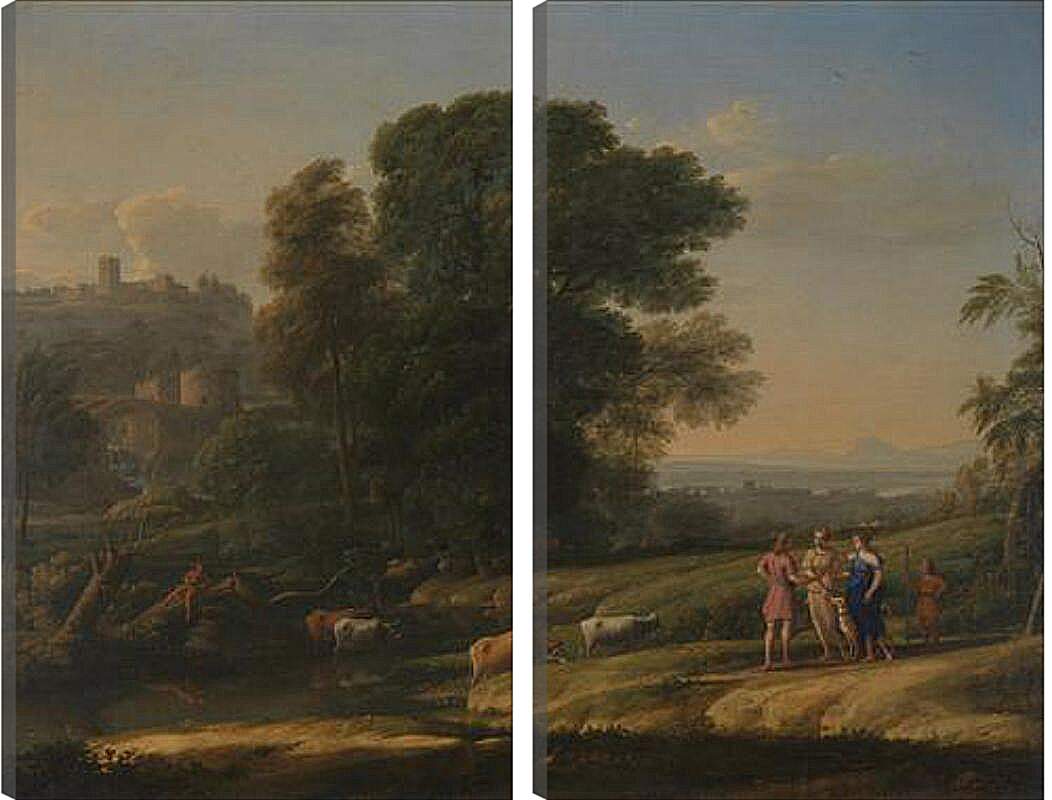 Модульная картина - Landscape with Cephalus and Procris reunited by Diana. Лоррен Клод