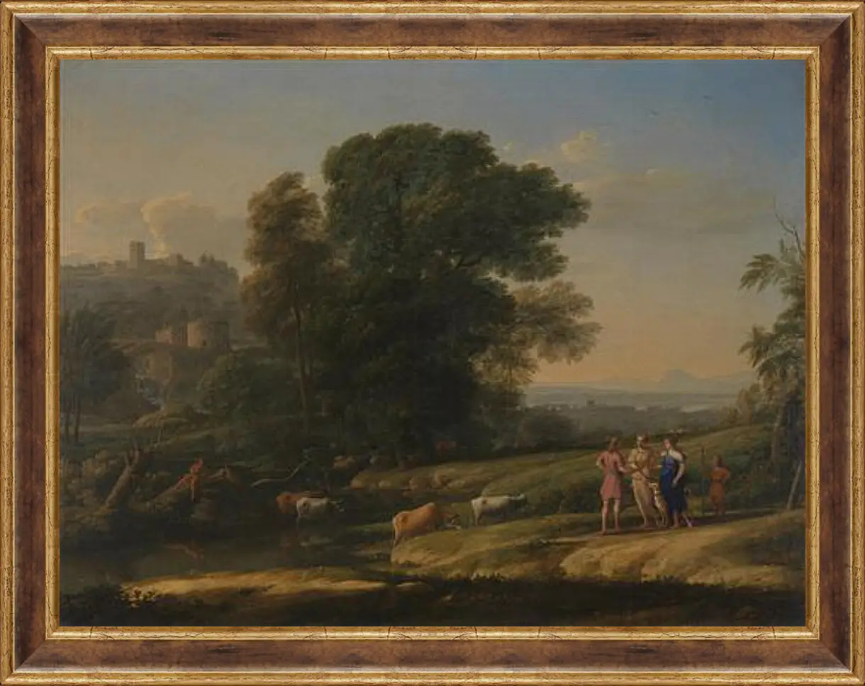 Картина в раме - Landscape with Cephalus and Procris reunited by Diana. Лоррен Клод