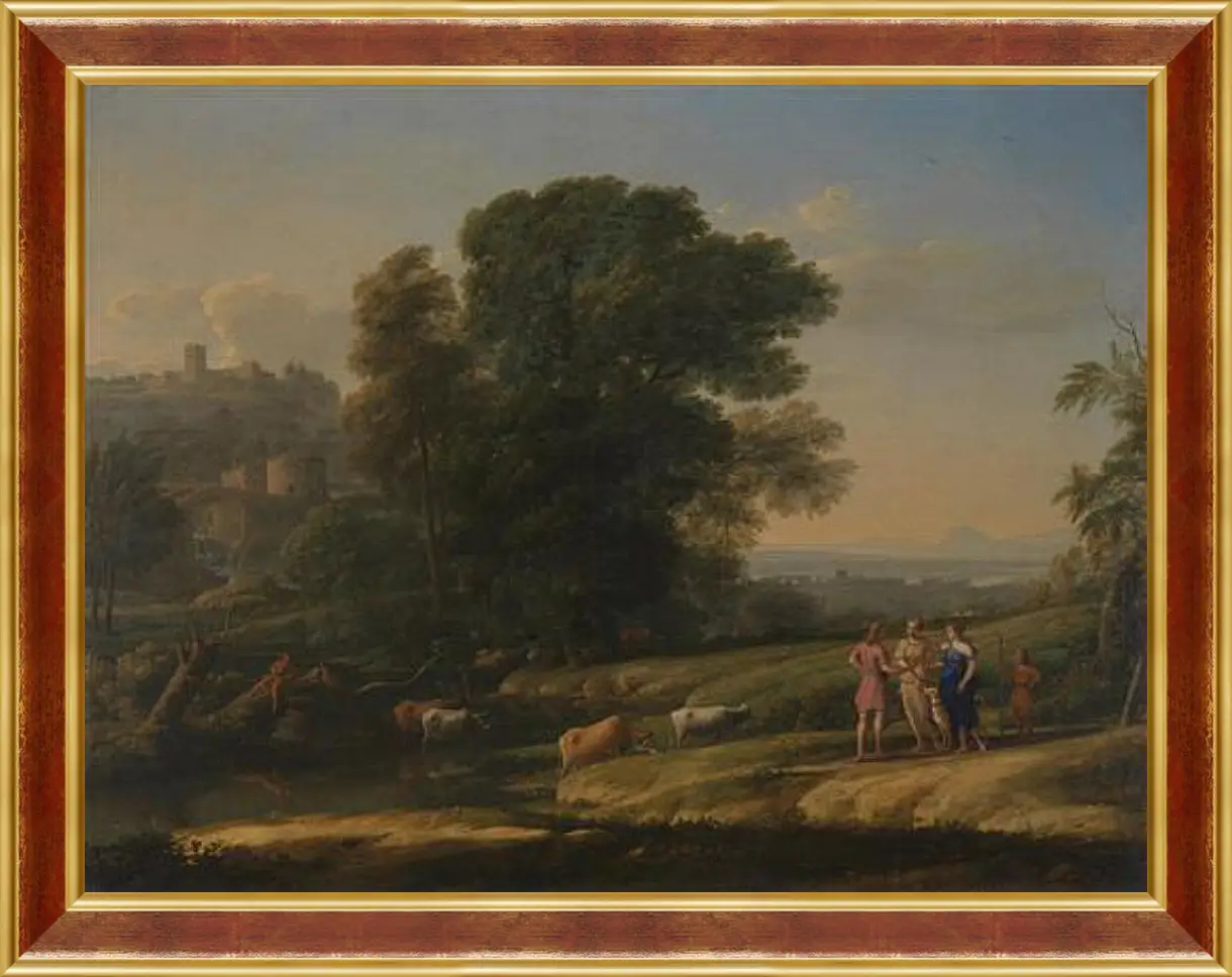 Картина в раме - Landscape with Cephalus and Procris reunited by Diana. Лоррен Клод