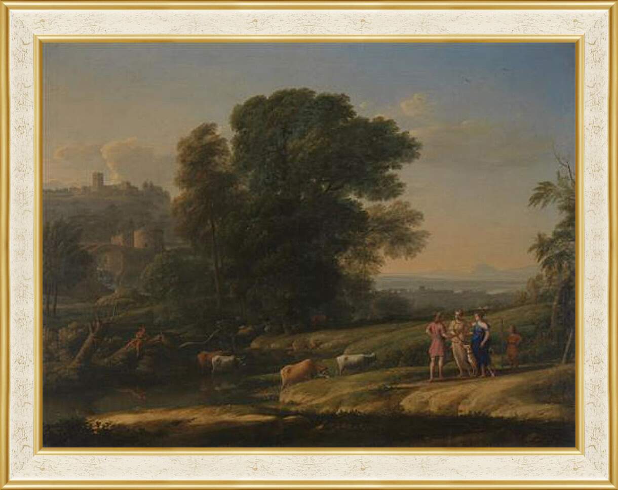 Картина в раме - Landscape with Cephalus and Procris reunited by Diana. Лоррен Клод