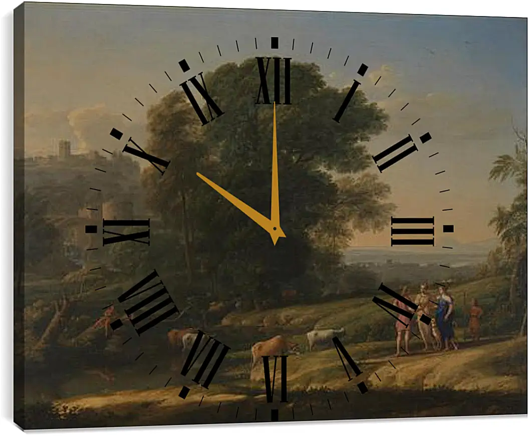 Часы картина - Landscape with Cephalus and Procris reunited by Diana. Лоррен Клод