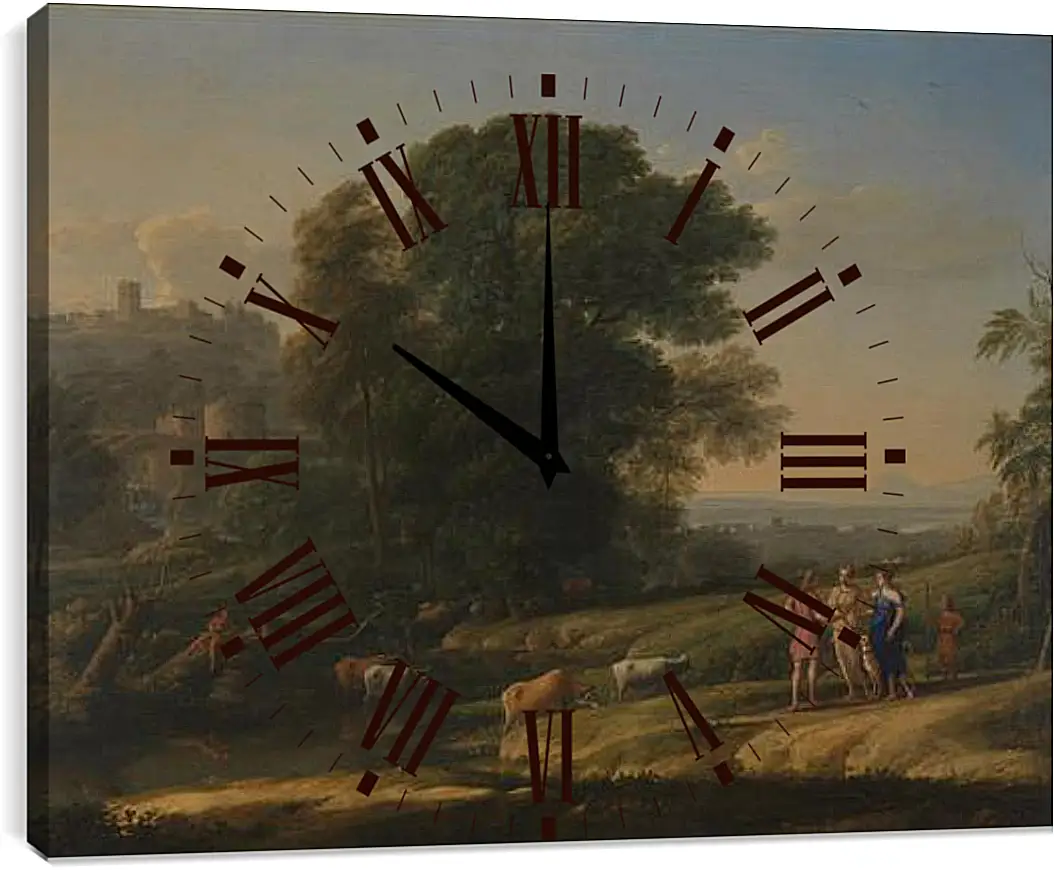 Часы картина - Landscape with Cephalus and Procris reunited by Diana. Лоррен Клод