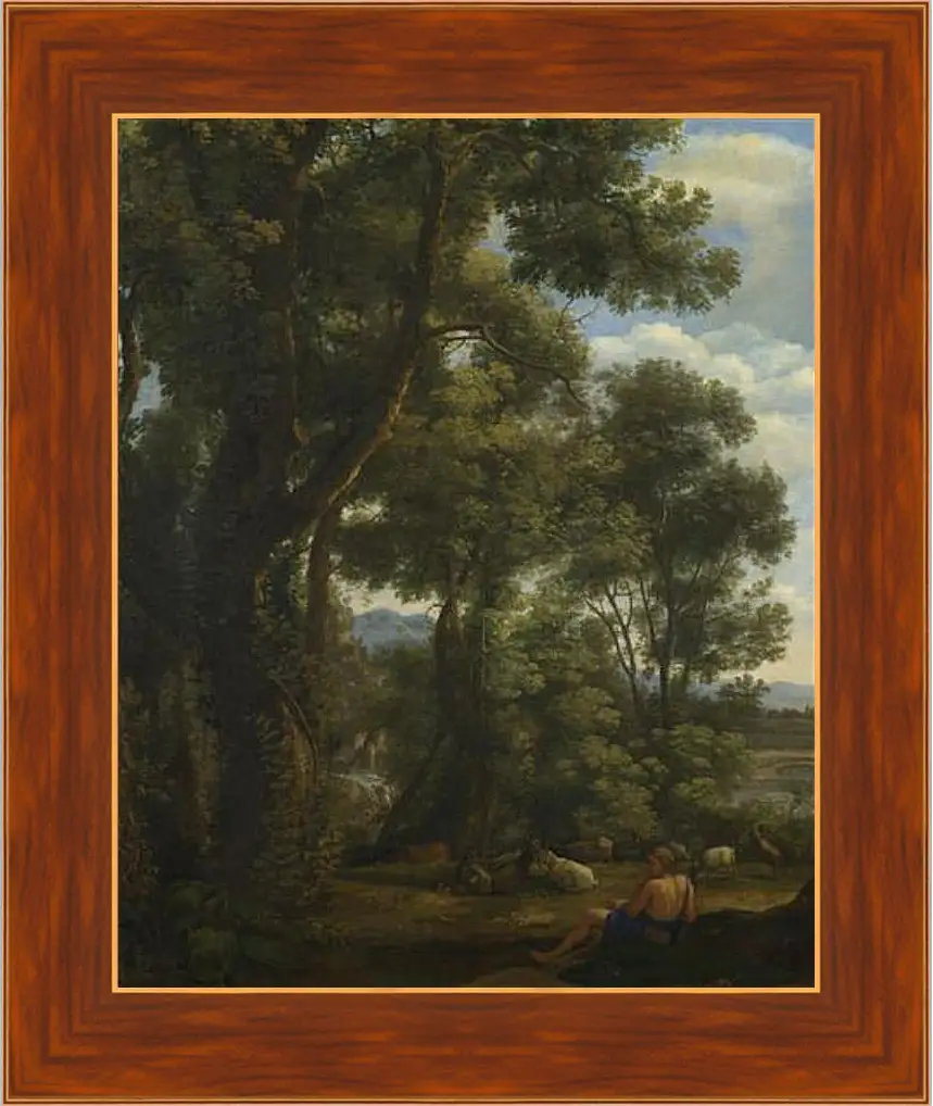 Картина в раме - Landscape with a Goatherd and Goats. Лоррен Клод