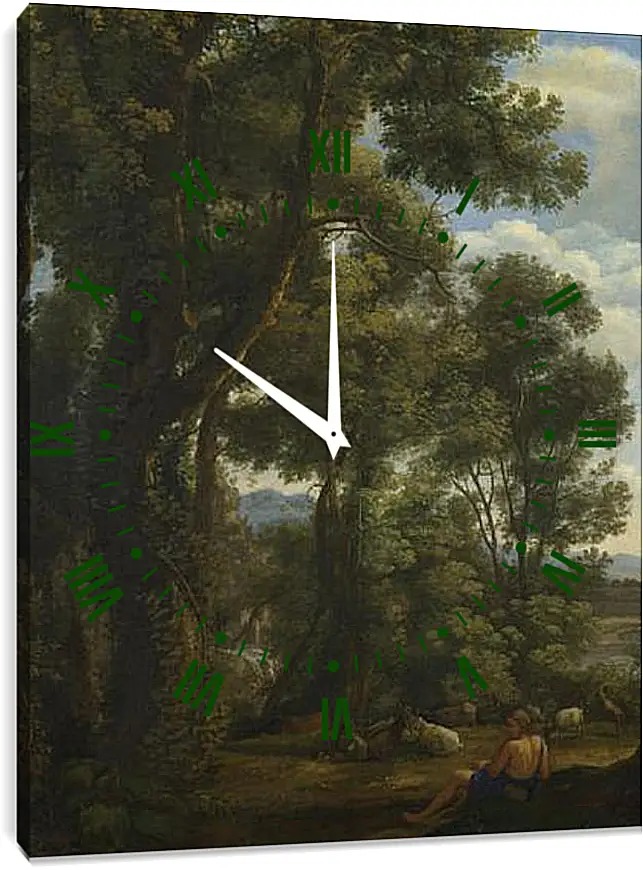 Часы картина - Landscape with a Goatherd and Goats. Лоррен Клод