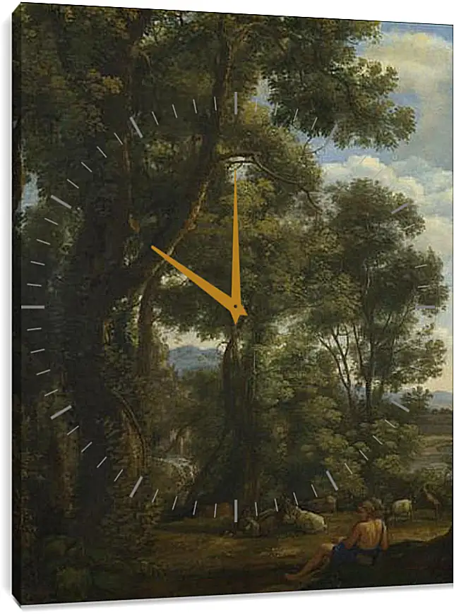 Часы картина - Landscape with a Goatherd and Goats. Лоррен Клод