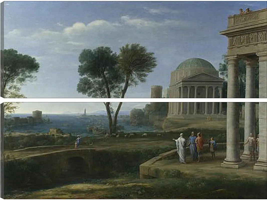 Модульная картина - Landscape with Aeneas at Delos. Лоррен Клод